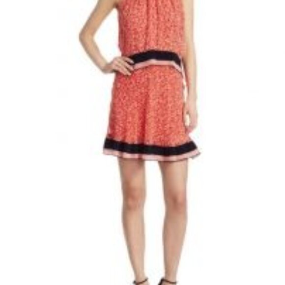 Derek Lam 10 Crosby Women's Silk Tiered Halter Dress Poppy 4 - Picture 1 of 6